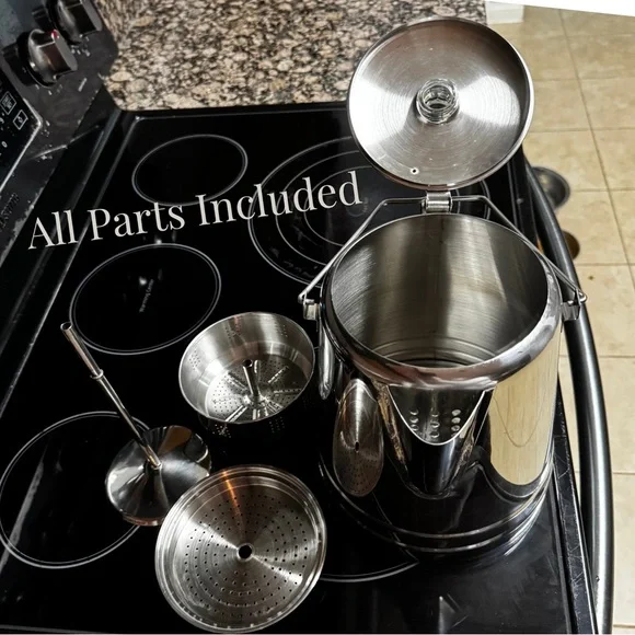 Texsport 28 Cup Stainless Steel Camping Coffee Percolator w/ Glass Knob Lid - Picture 4 of 7